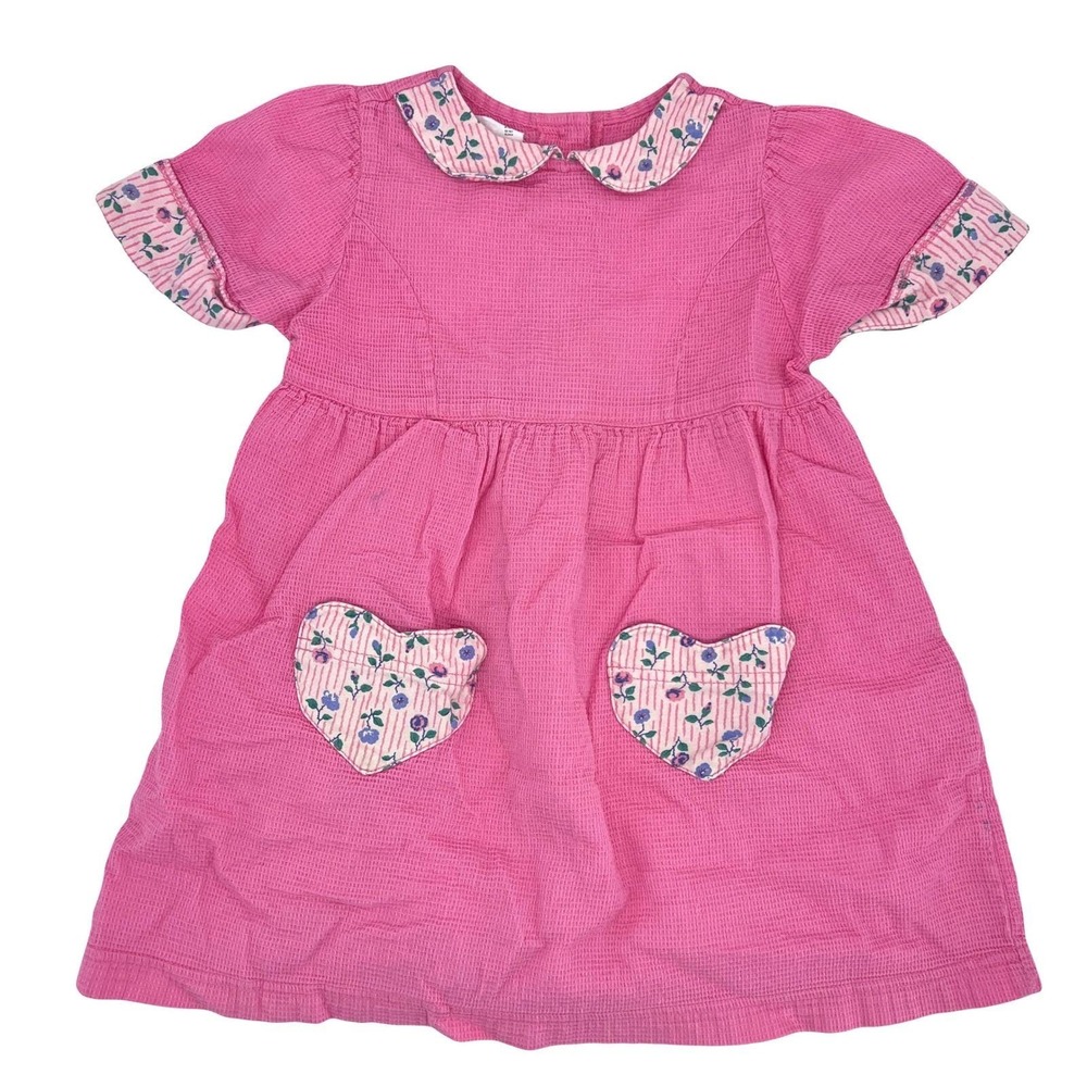 vintage 90s Esprit girls pink‎ dress heart pockets